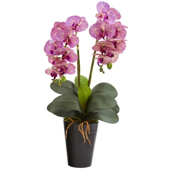 23 Double Phalaenopsis Orchid Artificial Arrangement in Vase - SKU #A1333-PW